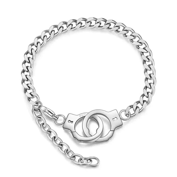 *NEW* Stainless Steel Handcuff  Bracelet - SILVER - Picture 3 of 5